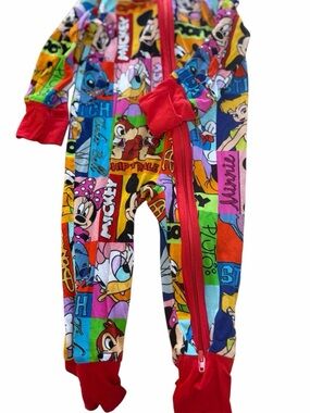 NWOT Multicolor Cartoon Character Bamboo Zippy with Red Trim 0-3M